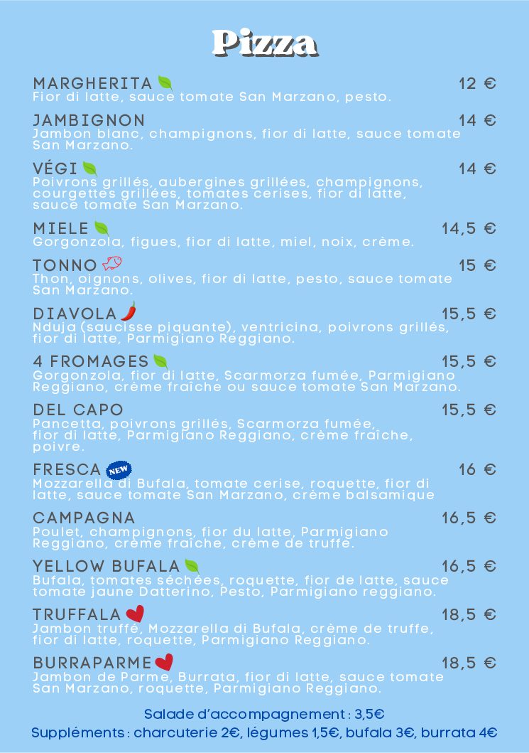 Carte pizza L'Affreux Jojo
